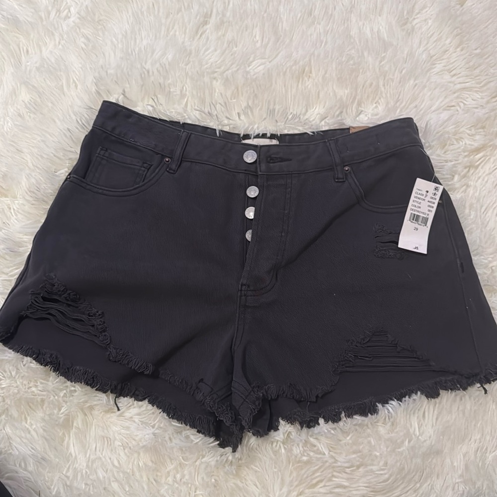NEW WITH TAGS - Pacsun Black Ripped High Waisted Denim Festival Shorts